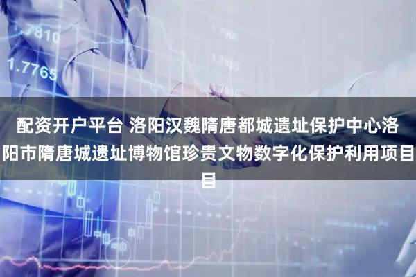 配资开户平台 洛阳汉魏隋唐都城遗址保护中心洛阳市隋唐城遗址博物馆珍贵文物数字化保护利用项目